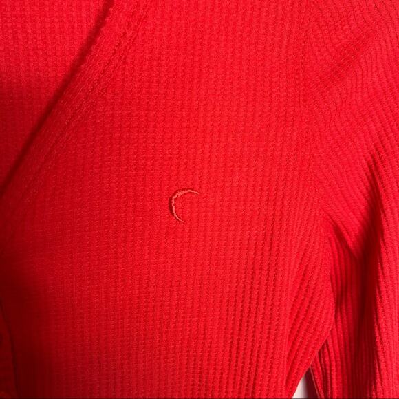 ZYIA Active Don’t Wake Me Red Thermal Henley Long Sleeve Top Size XS - Picture 4 of 7